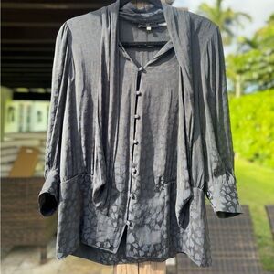 Gray Button-Up Blouse